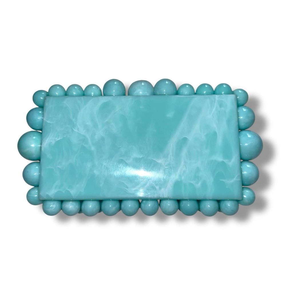 Elegant Blue Beaded Clutch Purse